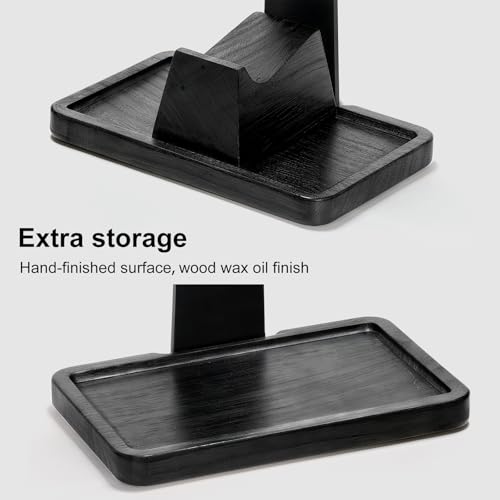 UPERGO Solid Wood Headphone Stand with Controller Holder for Desk