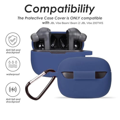 Silicone Case for JBL Vibe Beam 2025/Vibe Beam 2023/Vibe 200TWS True Wireless Headphones, Premium Shockproof Case Cover with Carabiner Compatible with JBL Vibe Beam/Vibe 200TWS. (Midnightblue) - color: Midnightblue