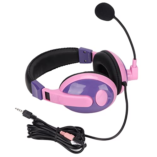 Electronics Gaming Headset Lightweight Comfortable Design with Mic for PC Mobile Phones 3.5mm Plug 1 Unit (Purple) - color: Purple