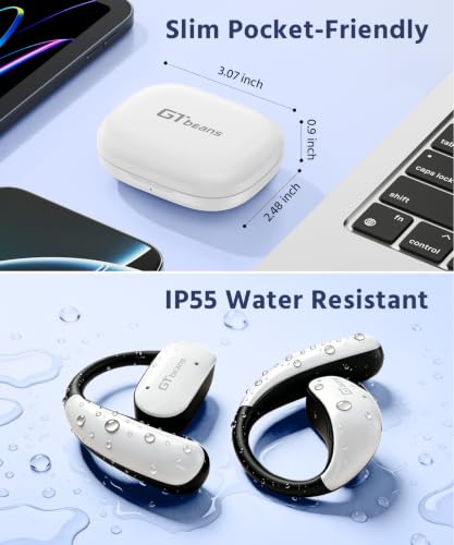 Open Ear Earbuds, Soft Earhook, 56H Playtime, Bluetooth 6.0, Bass - color: White