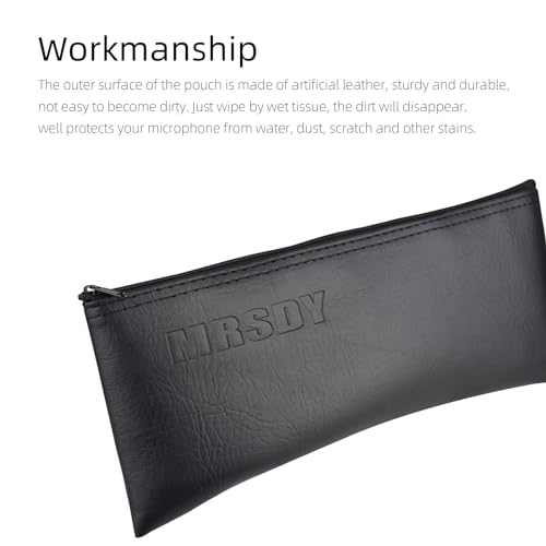 Microphone Bag, Black Zipper Pouch Fits for Wired, Wireless Microphone, Shockproof Vocal Mic Protector, Mic Accessories Storage Bag, Easy Carry 11.4"x4.72" (1 Pcs)