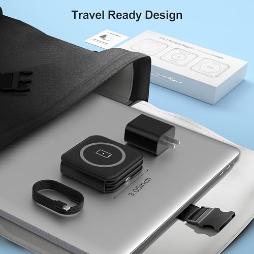 3 in 1 Charging Station for Multple Devices,Foldable 3 in 1 Wireless Charger for Travel,Nano Wireless Charging Station for iPhone16 15 14 13 12 Pro Max/Watch 10 9 8 7 6 5 4 3 Ultra/AirPod Pro - color: Black