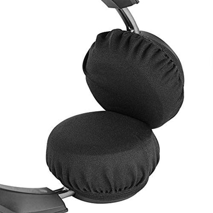 Geekria 2 Pairs Flex Fabric Headphones Ear Covers - Product Safety Certified - Washable & Stretchable Earcup Protectors for Over-Ear Headsets, Sweat Pads for Gym, Gaming (S/Black) - color: Black