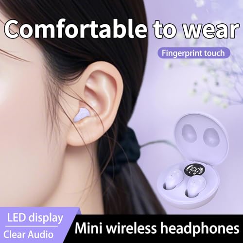 Mini Invisible Earbuds for Work and Sleep - Best Small Earbuds for Small Ear Canals - color: lavender