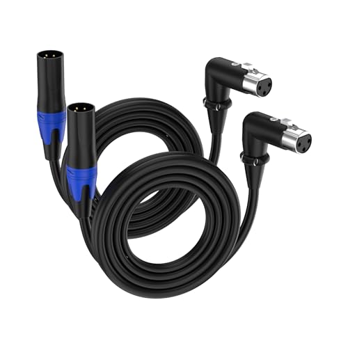 11.8 inch / 2 Pack XLR Right-Angle Female to Straight Male Microphone Extension Cable, for Powered Speakers,Audio Interface or Mixer for Live Performance & Recording - style: XLR Right-Angle Female to Straight Male