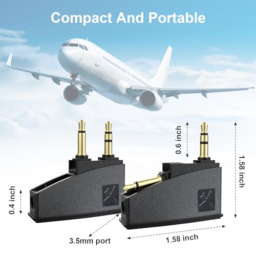 QC45 Airplane Headphone Adapter Compatible with Bose 700 QuietComfort 2 QC3 QC15 QC20 QC25 QC35 QC35ii NC700 SoundLink SoundLinkII AE2 AE2i AE2W Headphones, 3.5mm Gold-Plated Tip (2 Pack)