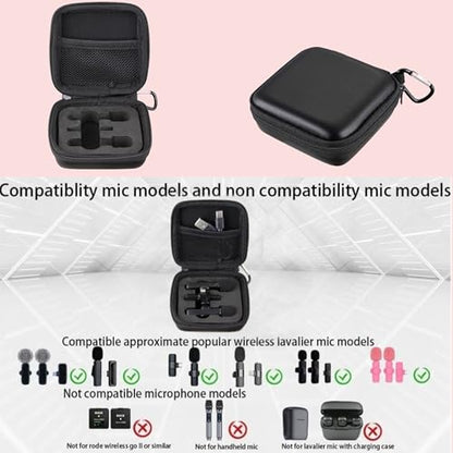 Hard Travel Carrying Mic Case Wireless Lavalier Microphone Case with 3 Slots for Wireless Lavalier Microphone Lapel Clip-on Mic - color: Black