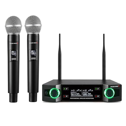 Wireless Microphones Systems for Karaoke Singing with 300 FT Reception | 2.4GHz, Rechargeable Professional Wireless Handheld Microphones with Receiver for Karaoke DJ Church Party Speaking Classroom