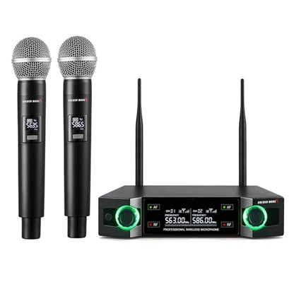 Wireless Microphones Systems for Karaoke Singing with 300 FT Reception | 2.4GHz, Rechargeable Professional Wireless Handheld Microphones with Receiver for Karaoke DJ Church Party Speaking Classroom