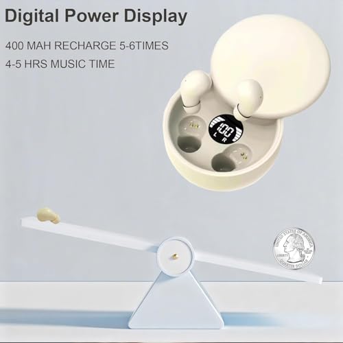 Mini Invisible Earbuds for Small Ear Canal, Tiny Wireless Ear Buds | Ultra-compact Earbuds for Small Ears with Soft Silicone Fit, Bluetooth 5.4, IPX5, 4-5H Playtime 24-H Battery Case - color: Skin