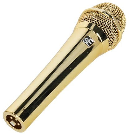SE Electronics V7 Gold Bundle: Dynamic Supercardioid Handheld Vocal Microphone, RVMIC4 V2 Round-Base Mic Stand with Metal Quick-Release Hand Clutch for Live Performance, Podcasting, Speech, 2-items