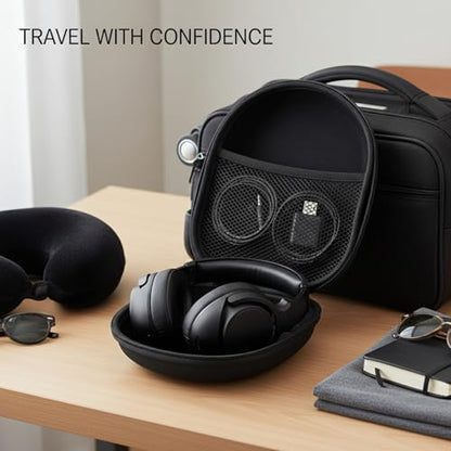 Hard Shell Headphone Case for Over-Ear Headphones, Protective EVA Travel Storage Box with Mesh Pocket & Velvet Lining