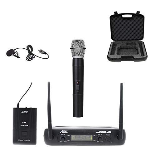 Audio2000s AWM6074 UHF Dual Channel Wireless Microphone System (1 Lapel & 1 Handheld)