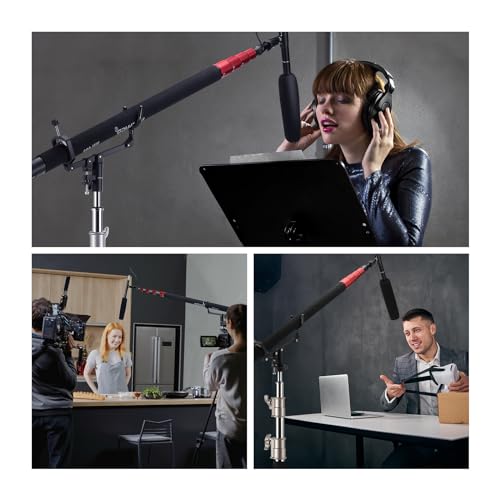 NEEWER Mic Boom Pole Support Holder with 5/8" Stud for Light Stand Boom Arm C Stand, Metal Nonslip DSLR Video Microphone Shotgun Mount Adapter, -15°/+30° Tilt, Max Load: 17.6lb/8kg, CM-NA-2 | For C Stand, Metal, Nonslip DSLR Video Microphone Shotgun Mount