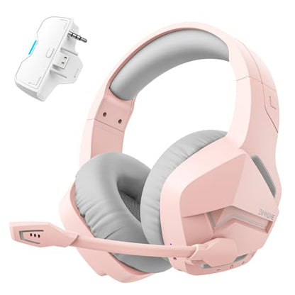 BINNUNE Wireless Gaming Headset for Xbox Series X/S, Xbox One, 120H Ultra-Long Battery, Bluetooth 5.3 Gaming Headphones with Noise-Canceling Mic, Comfortable Over-Ear Headphones,Pink - color: Pink
