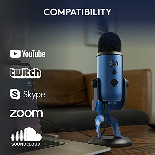 Logitech Creators Blue Yeti USB Microphone for PC, Mac, Gaming, Streaming, Podcasting, Studio and Computer Condenser Mic with Blue VO!CE Effects, 4 Pickup Patterns, Plug and Play - Midnight Blue | Mac, Gaming, Streaming, Podcasting, Studio and Computer Co