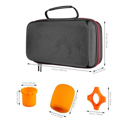 Portable Microphone Storage Case Bag with Anti-slip Orange Rings, Black Padded Mic Covers, and Anti-shock Bottom Holders for Professional Audio Equipment