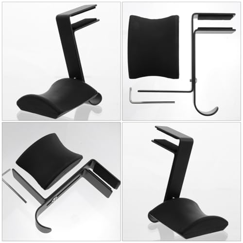 INOOMP Headphone Stand Hanger Desk Clamp Under Desk Headset Holder Hook Black Desktop Mount for Office and Home Storage