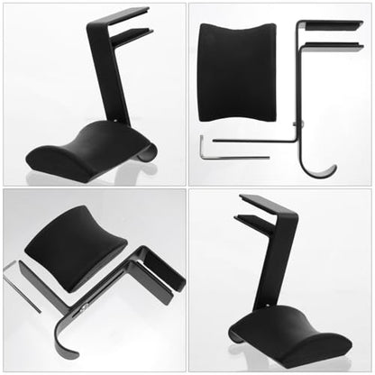 INOOMP Headphone Stand Hanger Desk Clamp Under Desk Headset Holder Hook Black Desktop Mount for Office and Home Storage
