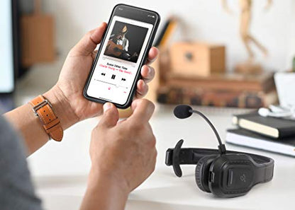 Aluratek Wireless Bluetooth 5.0 Headset ABHM100F – Hi-Fi Over-Ear Headphones with Noise Cancelling, Built-In Microphone, Comfortable Memory Foam Earpads and Long Battery Life – Ideal for Calls & Music