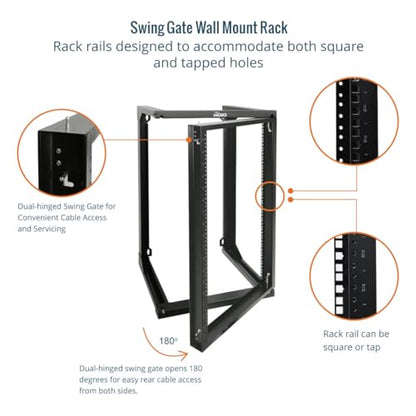 Tecmojo 18U Wall Mount Rack, Server Rack,Open Frame Server Rack,Network Rack for 19inch Computer/AV/Data/IT/Media Equipment,18inch Depth,16inch Apart Mounting Holes,Swing Gate,Square and Tapped Holes - size: 18U/18" Depth (New)
