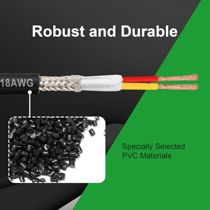 MOOKEERF 18/2 Shielded Wire 100FT,18AWG 2 Conductor Shielded Cable Stranded Pure Copper CNC Wire for CNC Router Machine,CNC VFD Spindle,3D Printer,Stepper Motor,Transformer,etc. - size: 100FT, style: 18AWG(2 Conductor)