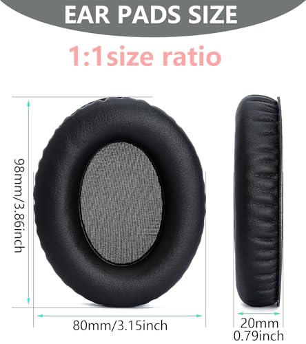 Replacement Ear Pads Compatible with Sennheiser HD180 HD200Pro HD201 HD201S HD206 HD418 HD419 HD421 HD428 HD429 HD439 HD439 HD448 HD449 HD451 HD461 HD471 Headphones Protein Leather Ear Pads - Black