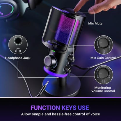 FIFINE AmpliGame AM6 USB Gaming Microphone, Condenser Mic with ChatMix Dial