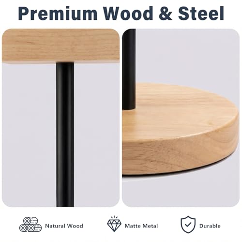 Wood & Metal Headphone Stand, Desktop Headset Holder with Stable Non-Slip Bamboo Base, Universal Headphone Hanger for Gaming Headsets, Office Desk, Home, Gift - color: Wood-tone