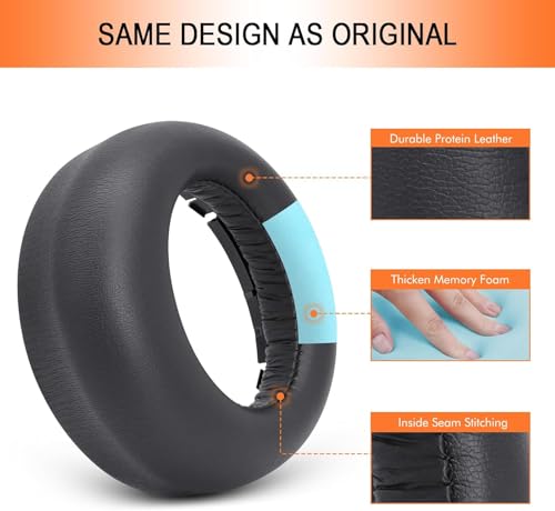 PS5 Ear Pads Replacement, Earpad for Sony PlayStation 5 Pulse 3D Wireless | Protein Leather PS 5 Headset Covers with Memory Foam (Black) - color: Black-Leather