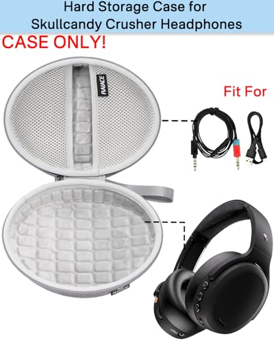 Hard Travel Carrying Case Compatible with Skullcandy Crusher Over-Ear Headphones. (Case Only, Not Include The Device)-Gray(Gray Lining) - color: Gray(Gray Lining)