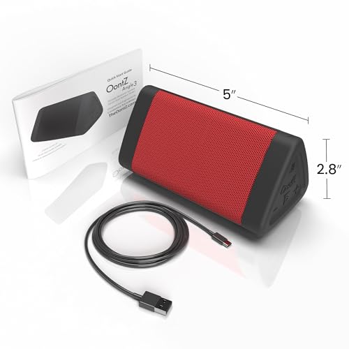 OontZ Angle 3 Gen 4 Portable Bluetooth Speaker, 12W, 24-Hour Playtime, Red | Compact 12W Bluetooth speaker with clear sound, 24-hour playtime, 100-ft range, IPX5 waterproof, AUX Input. - color: Red