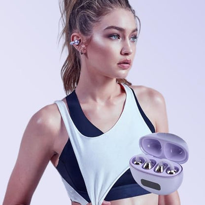ASHATA Earbuds, Wireless Workout Headphones LED Digital Display Touch Control with Noise Canceling Mic, for Running Swimming Outdoor Sports (Purple)