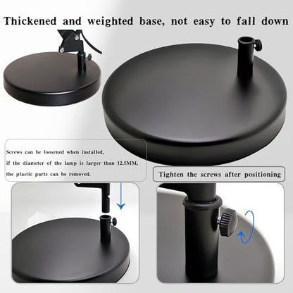 Desk Lamp Base: Round inches Mounting Stand for Desk Lamps,Magnifying Glass with Light,Mic Arm Desk Mount,Swing Arm Desk Lamp,for Home Office,Compatible for lk-1 cl-2 (Black) - color: Black