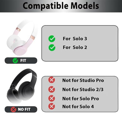 Adhiper Solo3 Ear Pads & Ear Covers & Headband Cover for Beats Solo 3 & Solo 2 Wireless Headphones, Protein Leather Solo3 Earpad Replacement Accessories Silicone Sweat Covers - White - color: White