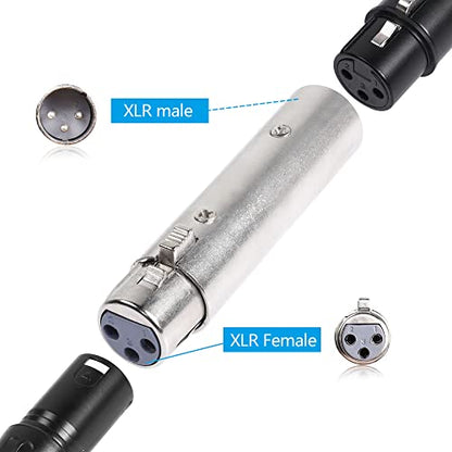 XLR Male to Female Adapter,3 Pin XLR Audio Microphone Cable Extension Adapter Connector（2-Pack）