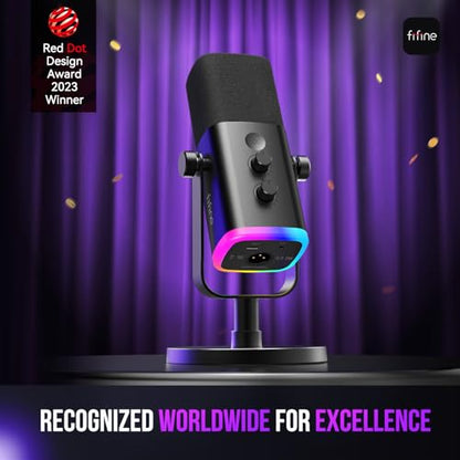 FIFINE AmpliGame AM8 USB/XLR Dynamic Microphone for Gaming Streaming - color: Black