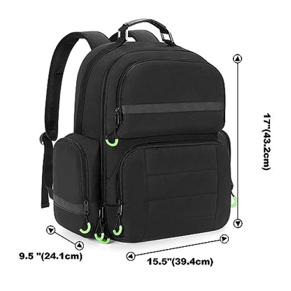 PGmoon Console Backpack Compatible with Playstation 5/PS5 Slim/PS5 Pro | Travel Carrying Case Bag with Protective Liner, Fits 15.6" Laptop, Controllers and Most Gaming Accessories (Patent Design) - color: Green
