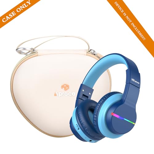 Aproca Kids Headphones Case Compatible with iClever BTH12 / HS19 / BTH26 Kids Bluetooth Headphones, Storage Hard Bag -Gold (Case Only) - color: Gold