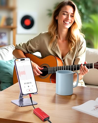 Tiny Audio Interface for Guitar, 192kHz/24bit USB C and Lightning Interface | Pocket size, Low Latency, High fridenty Sound, Compatible with iPhone/iPad/tablet/Mac for music and voice recording