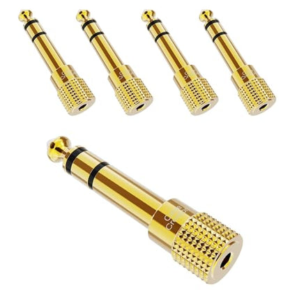 CableCreation 1/4" to 1/8" Headphone Audio Adapter 5PCS, TRS Stereo Adapter | 6.35mm to 3.5mm Audio Jack Convertor Gold Plated for Cellphone, Speaker, Mic, iPod, Receiver, Guitar, Digital Piano