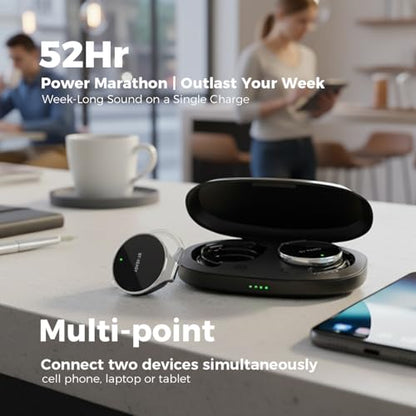 On Ear Headphones Bluetooth 5.4, Noise Cancelling Open Ear Headphones Wireless, Water-Drop Shaped Clip On Sport Headset Bluetooth with 4 Microphone, Comfort Fit Earphones with Long Battery Life - color: Black&Silver&Black