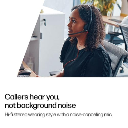 Poly Blackwire 3220 Wired Headset with Mic, Hi-Fi Stereo Sound, Noise-Canceling Mic, Stereo Design, Connect to PC via USB-C & USB-A Adapter, Over-Ear Design, Works with Virtual Meeting Platforms - style: 2023 Version (USB-C & USB-A)
