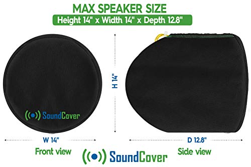 Black 600D Marine Wake Tower Speaker Covers – Large (H 14" × W 14" × D 12.8") – Weather-Resistant Covers for Marine & ATV Speakers - color: Black, size: LARGE