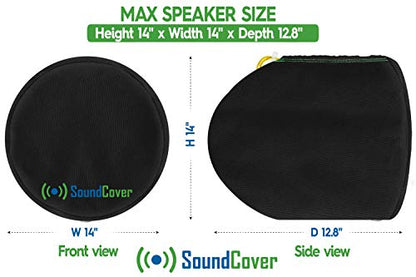 Black 600D Marine Wake Tower Speaker Covers – Large (H 14" × W 14" × D 12.8") – Weather-Resistant Covers for Marine & ATV Speakers - color: Black, size: LARGE