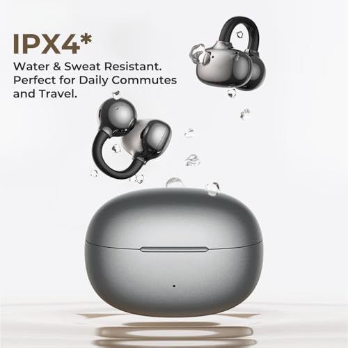 NE55 AI Translation Earbuds Real-Time, 135+ Languages Translator, Open Ear Wireless Bluetooth 6.0 Clip on Earbuds, Waterproof Open Ear Headphones with 52H Playtime, for Travel Work Meeting (Grey) - color: Grey
