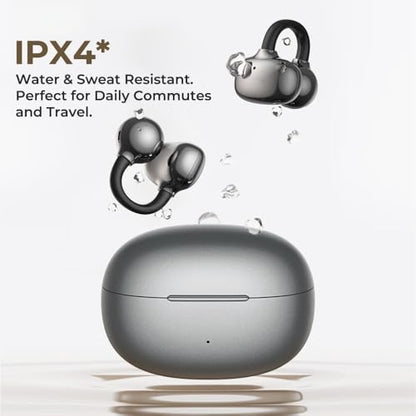 NE55 AI Translation Earbuds Real-Time, 135+ Languages Translator, Open Ear Wireless Bluetooth 6.0 Clip on Earbuds, Waterproof Open Ear Headphones with 52H Playtime, for Travel Work Meeting (White) - color: White