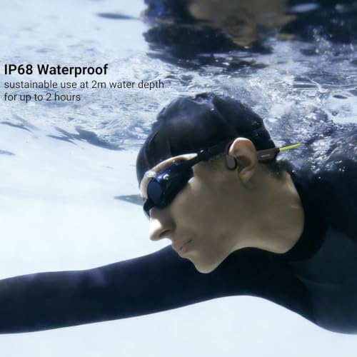 Bone Conduction Headphones Bluetooth 6.0, LED Light, Open Ear Headphones IPX8 Waterproof, 32GB Built-in Memory, with Mic, 10-Hour Battery Life for Cycling, Swimming and Fitness (Gray) - color: Gray