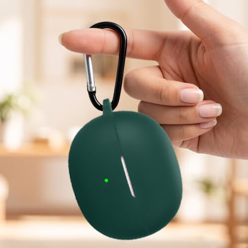 Silicone Protective Case for i121 Earbuds, Compatible with King Lucky Clip-On Open Ear Headphones, Full Cover Shockproof Anti-Scratch Case with Keychain Carabiner, Charging Port Access - color: Green