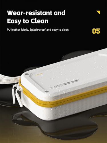 Hagibis Electronic Organizer Traveling Case Bag EVA Hardshell PU Portable Carrying Pouch for Mouse, Charger, Cables, Power Bank, SD Cards, USB Flash Disks, Accessories (White)